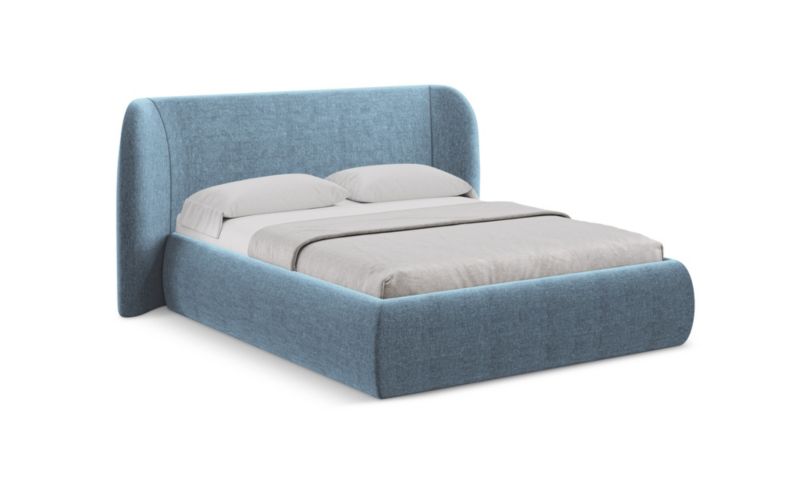 Łóżko LaMiaSofa Hauke z tkaniny szenilowej 180x200 jeans 1 szt.