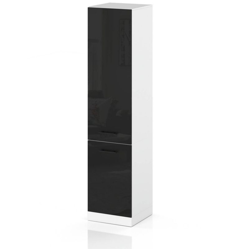 Szafka Kuchenna Hurtownia-Mebli Stojąca Słupek S50 sPremium 50cm Biały Mat Czarny Połysk 50x58x211 cm 1szt.