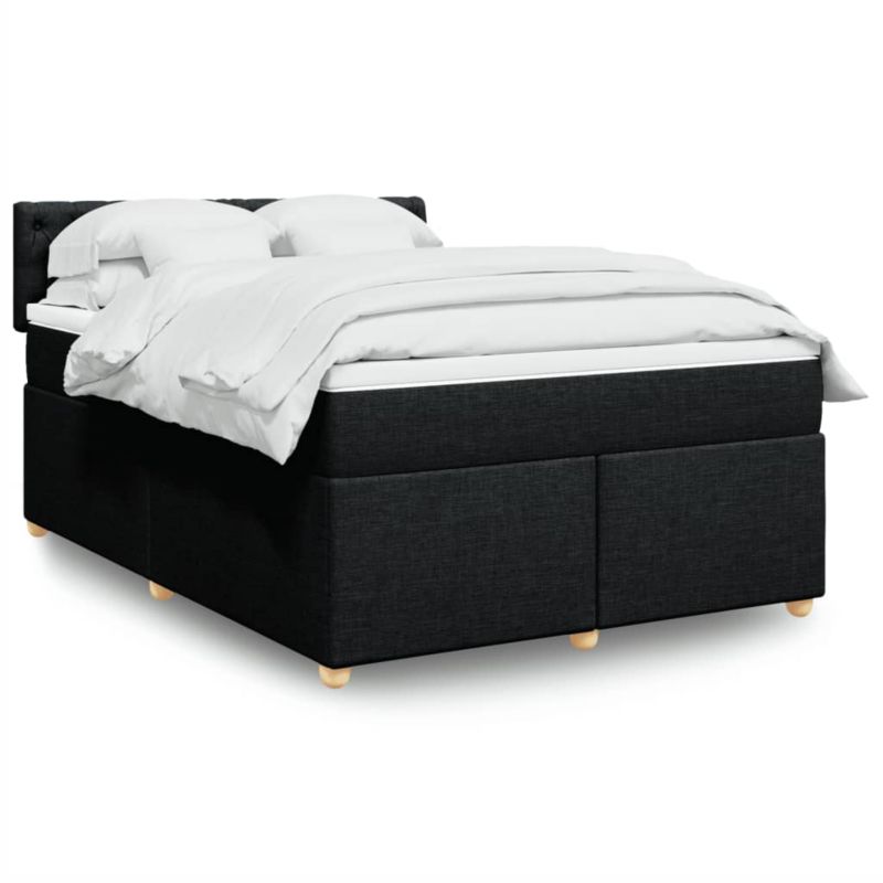 Łóżko z materacem WaszeMeble 135x190 cm Czarny tkanina z LED WM-3288984 1 szt.