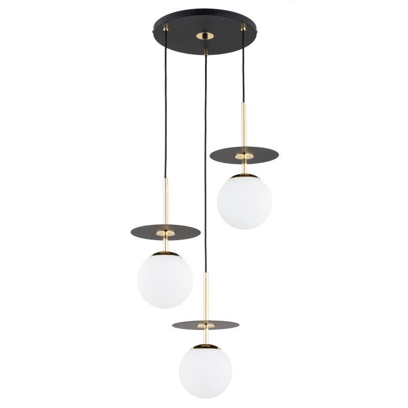 Lampa wisząca białe kule Alfa QEENCY czarna 3xE14x10W IP20 wym:90x45x45cm - 1 szt.