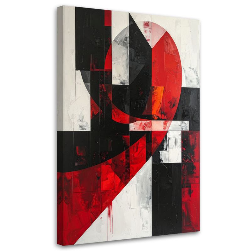 Obraz do salonu sypialni biura loftu Feeby Abstrakcja geometryczna czerwony szary 80x120cm 1szt