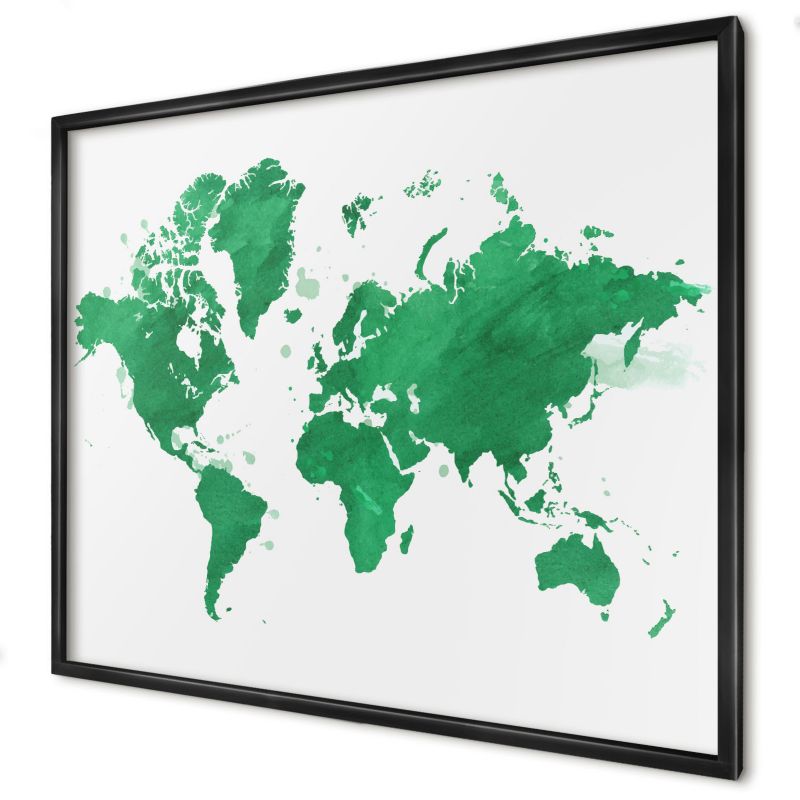 Magnetyczna tablica ozdobna Wallfluent 80x60 Zielona mapa w czarnej ramie 1szt