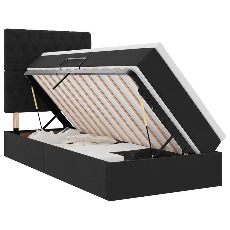 Łóżko Kontynentalne WaszeMeble z Materacem 90x200 cm Czarne WM-3372065 1 szt.