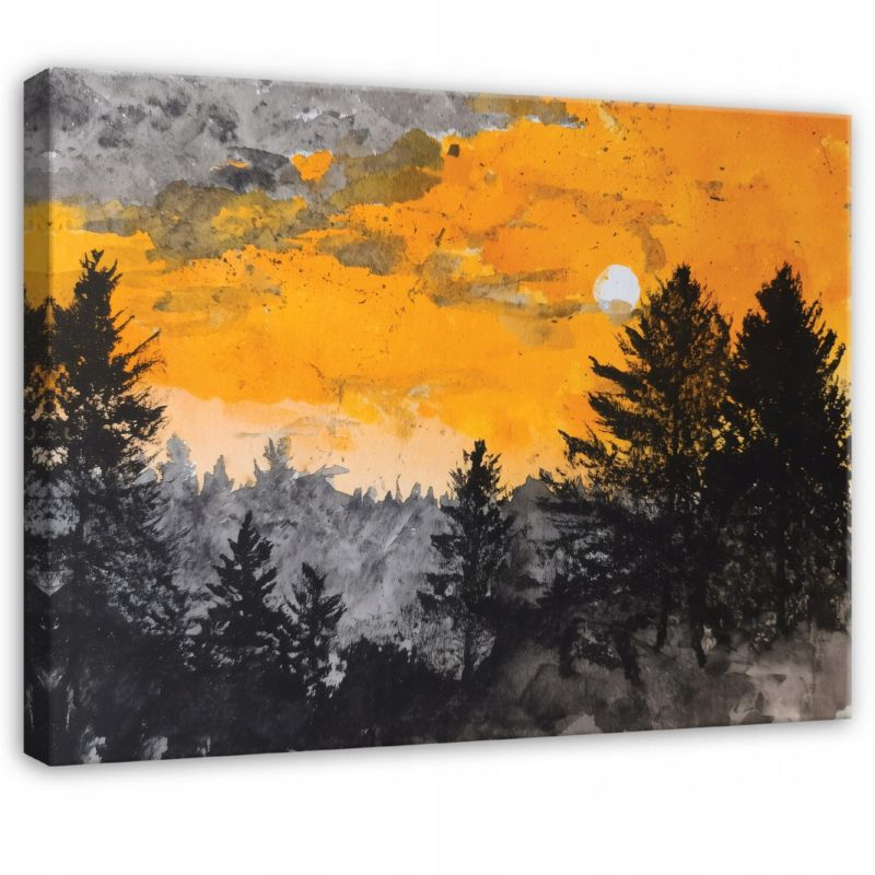 Obraz WALLARENA Do Sypialni Salonu Na Płótnie Las Natura Drzewa Pomarańczowy 100x70 cm PP16296O1 1 szt.