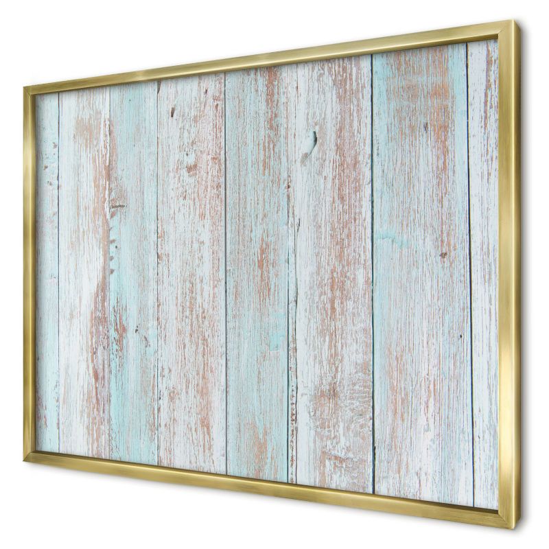 Tablica magnetyczna do salonu Wallfluent 70x50 Rustykalne deski w złotej ramie 1szt