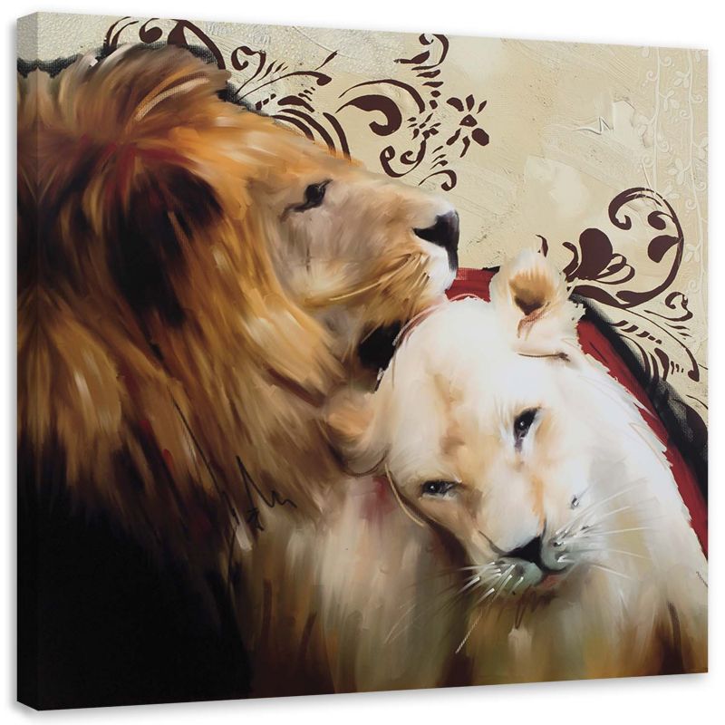 Obraz na płótnie Feeby Lwia zakochana para 40x40cm 1szt