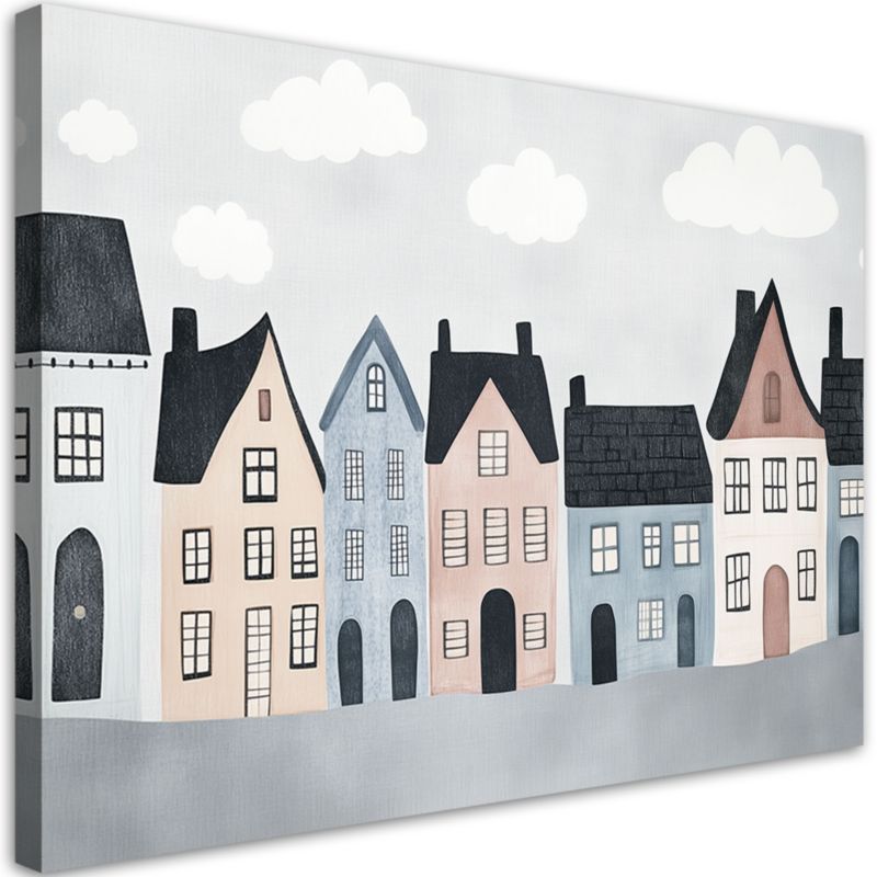 Obraz do pokoju dziecka Feeby Kolorowe domy miasto 90x60cm 1szt