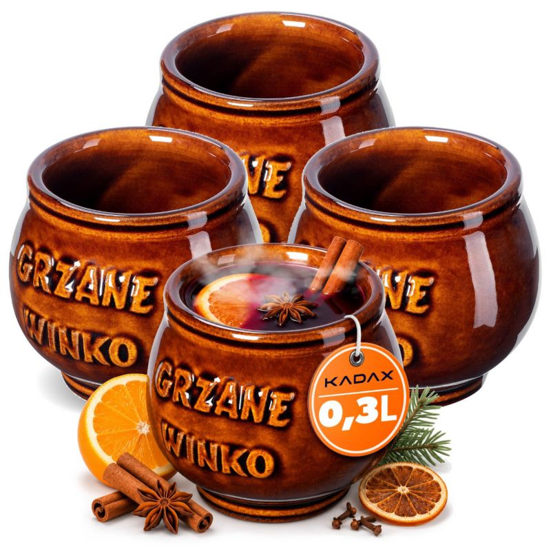 Kubki KADAX Do Grzańca Wina Kubek 300ml Zestaw Brązowy 4 szt.