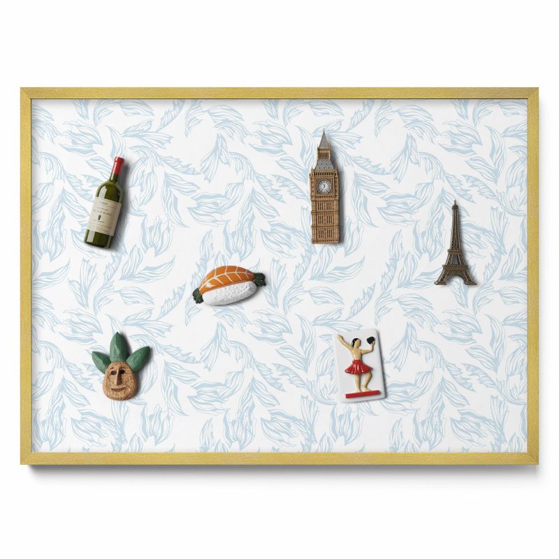 Tablica na magnesy z podróży Tulup 70x50cm Regularny wzór liści w złotej ramie 1 szt.