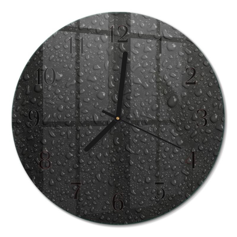 Zegar Ścienny Nowoczesny Tulup fi30 cm z Czarnymi Wskazówkami Krople Wody 1 szt.