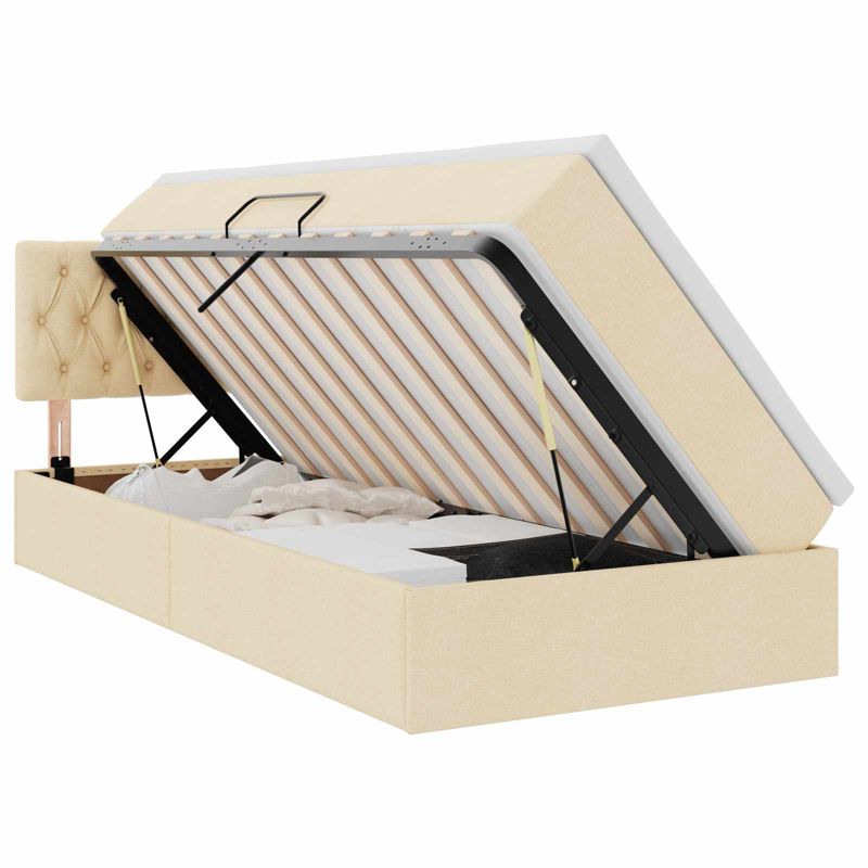Łóżko Kontynentalne WaszeMeble z Materacem 90x190 cm Kremowe WM-3371179 1 szt.