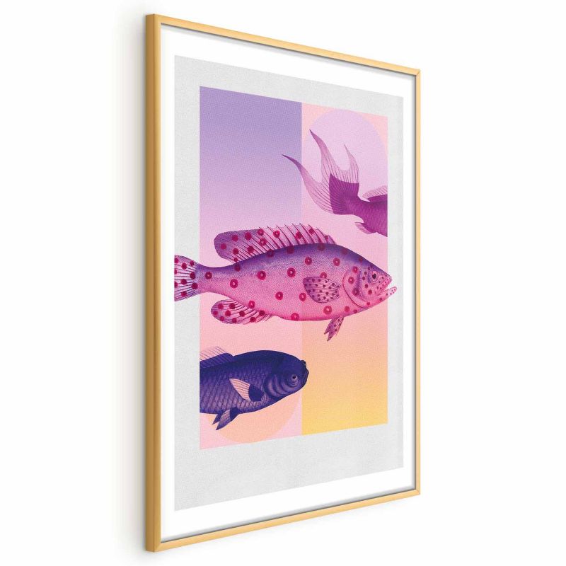 Plakat Artgeist Fantazyjne Ryby 40x60 cm z ramą złotą 1 szt