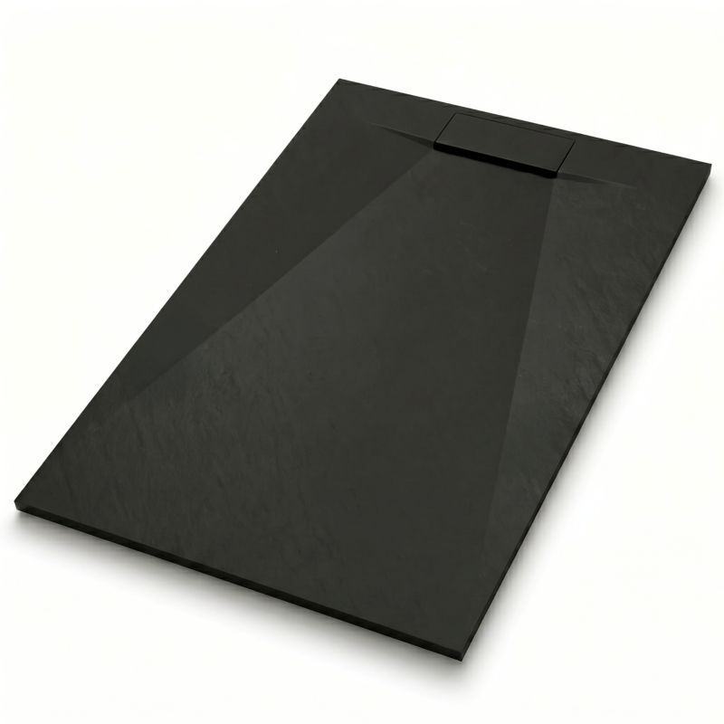 Brodzik TECHGLOBE 100x90 prysznicowy czarny prostokątny docinany niski SMC + syfon 1 szt.
