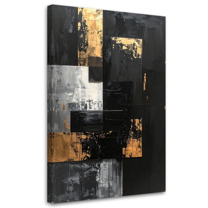 Obraz do salonu sypialni kuchni biura loftu Feeby Czarno złota 60x90cm 1szt