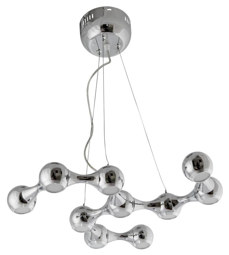 Chromowana lampa wisząca dekoracyjna LED z regulacją wysokości do salonu