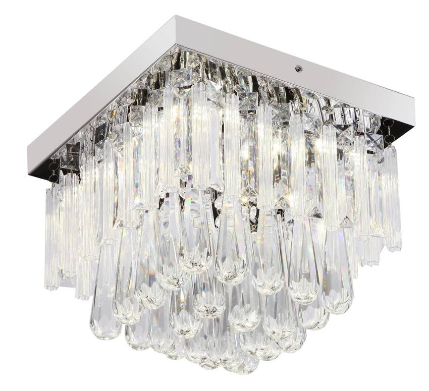 Biało srebrna lampa sufitowa LED plafon do salonu VIDRO chrom 30 cm