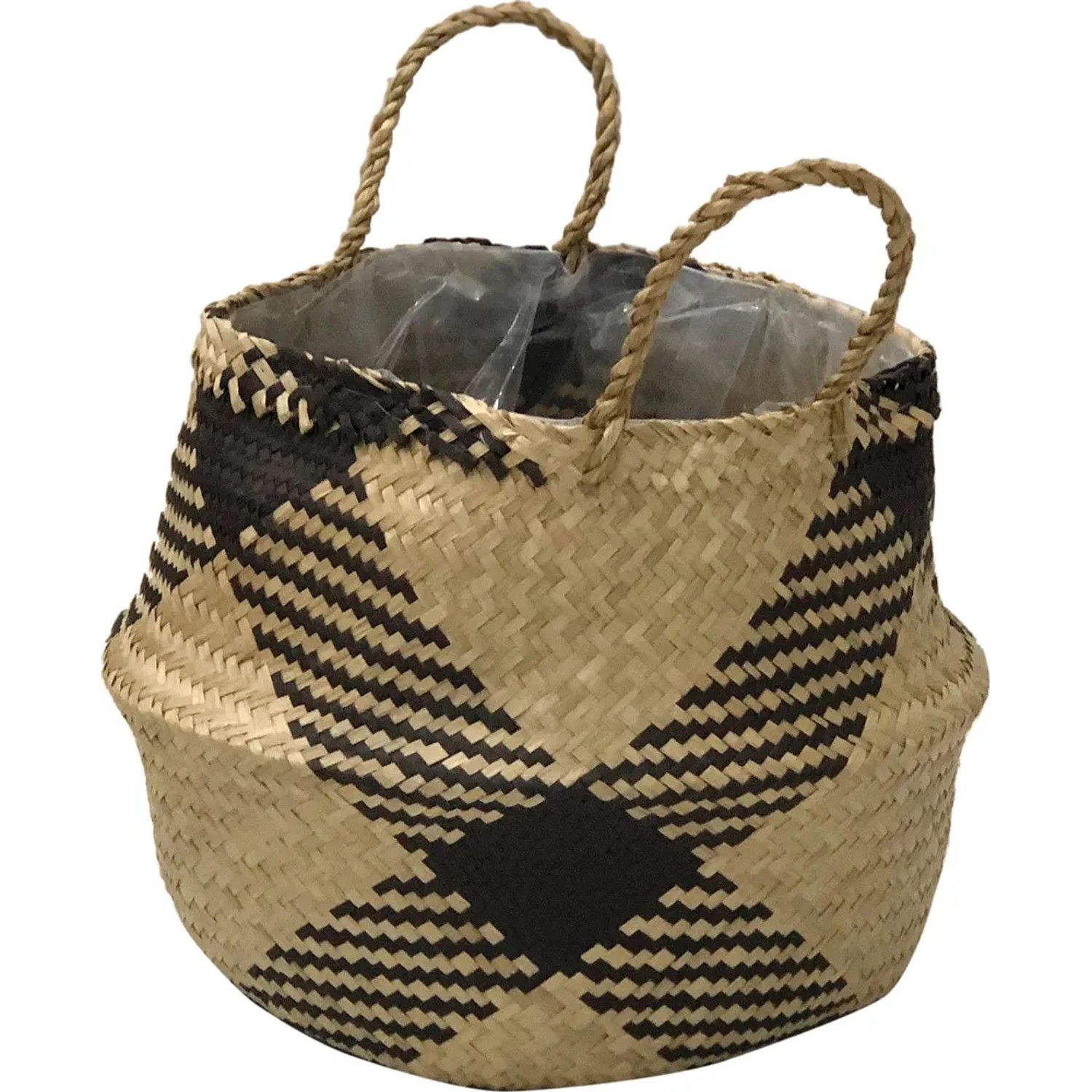 Kosz Marakesz L, z trawy morskiej, czarny 35x39x39 cm