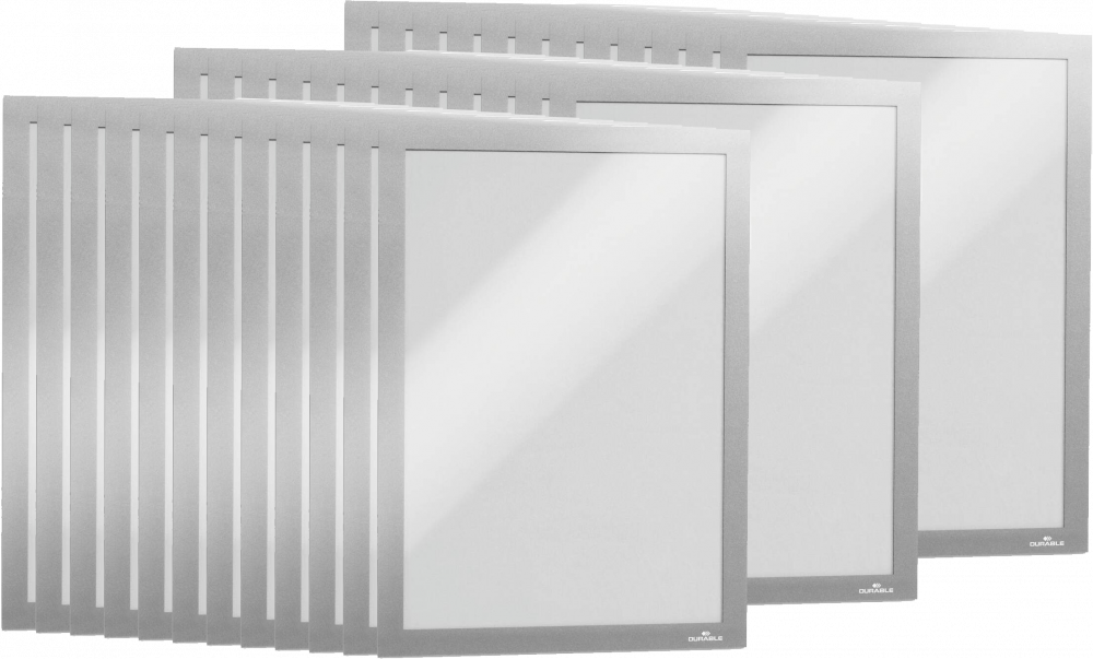 3x Ramka magnetyczna Durable Duraframe, PVC free, samoprzylepna, A4, 10 sztuk, srebrny