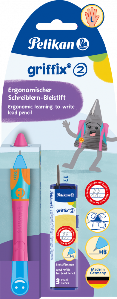 Ołówek automatyczny Pelikan Griffix Lovely Pink, 2mm, dla leworęcznych + 3 rysiki