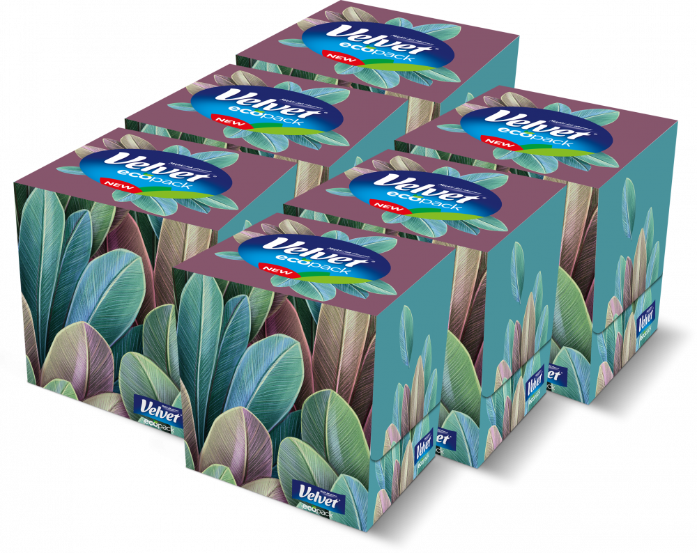 6x Chusteczki higieniczne Velvet Cube, w kartoniku, 56 sztuk