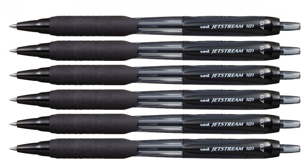 6x długopis automatyczny Uni, SXN-101 Jeststream, 0.7mm, czarny