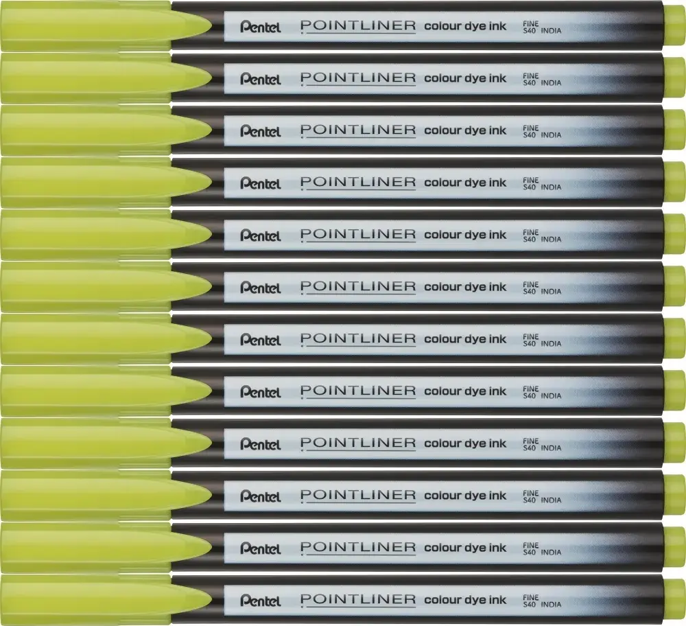 12x Cienkopis Pentel Pointliner Colour, limonkowy