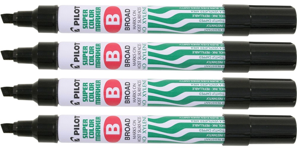4x marker permanentny Pilot SCA-B, ścięta, 4.5mm, czarny