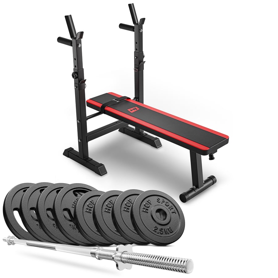 Ensemble d'haltères en fonte 39 kg avec banc de musculation HS-1080