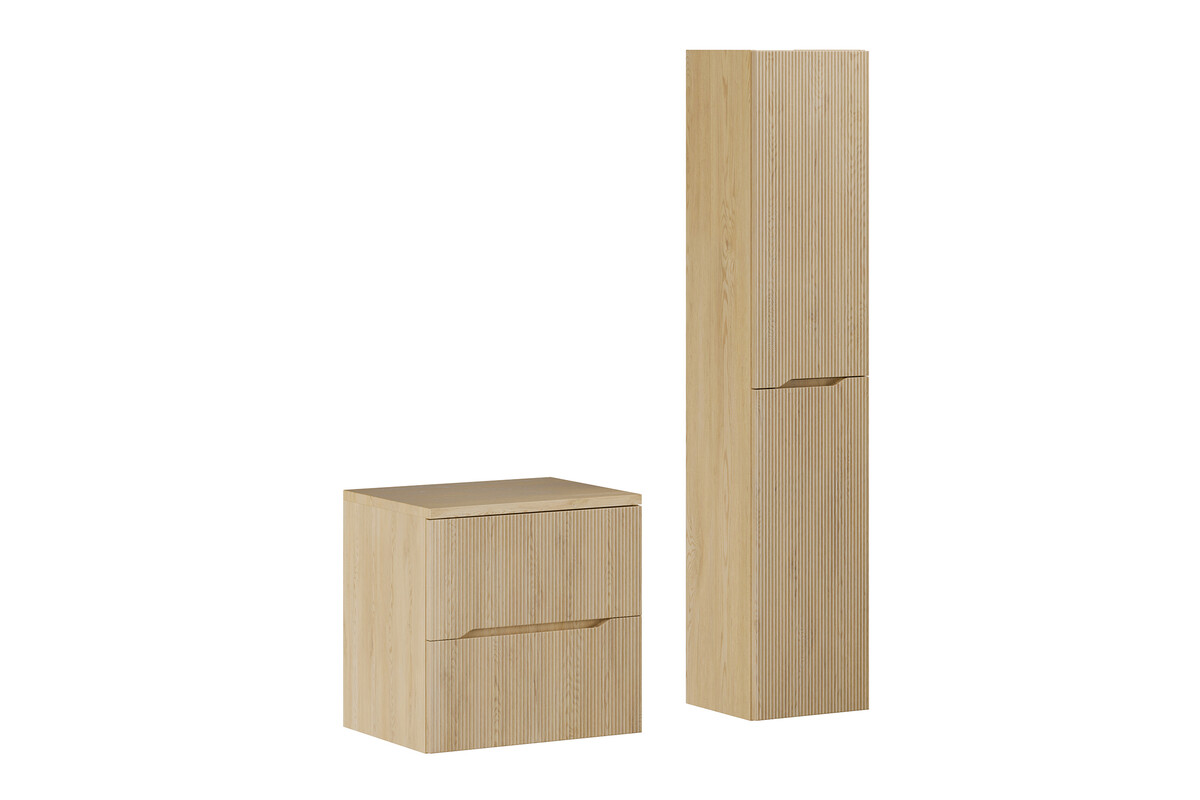 Zestaw Comad Nordic Cremona szafka 60 cm podumywalkowa wisząca z blatem wisząca i szafka boczna wysoka dąb SET-NC B CREMONA 60CM HC