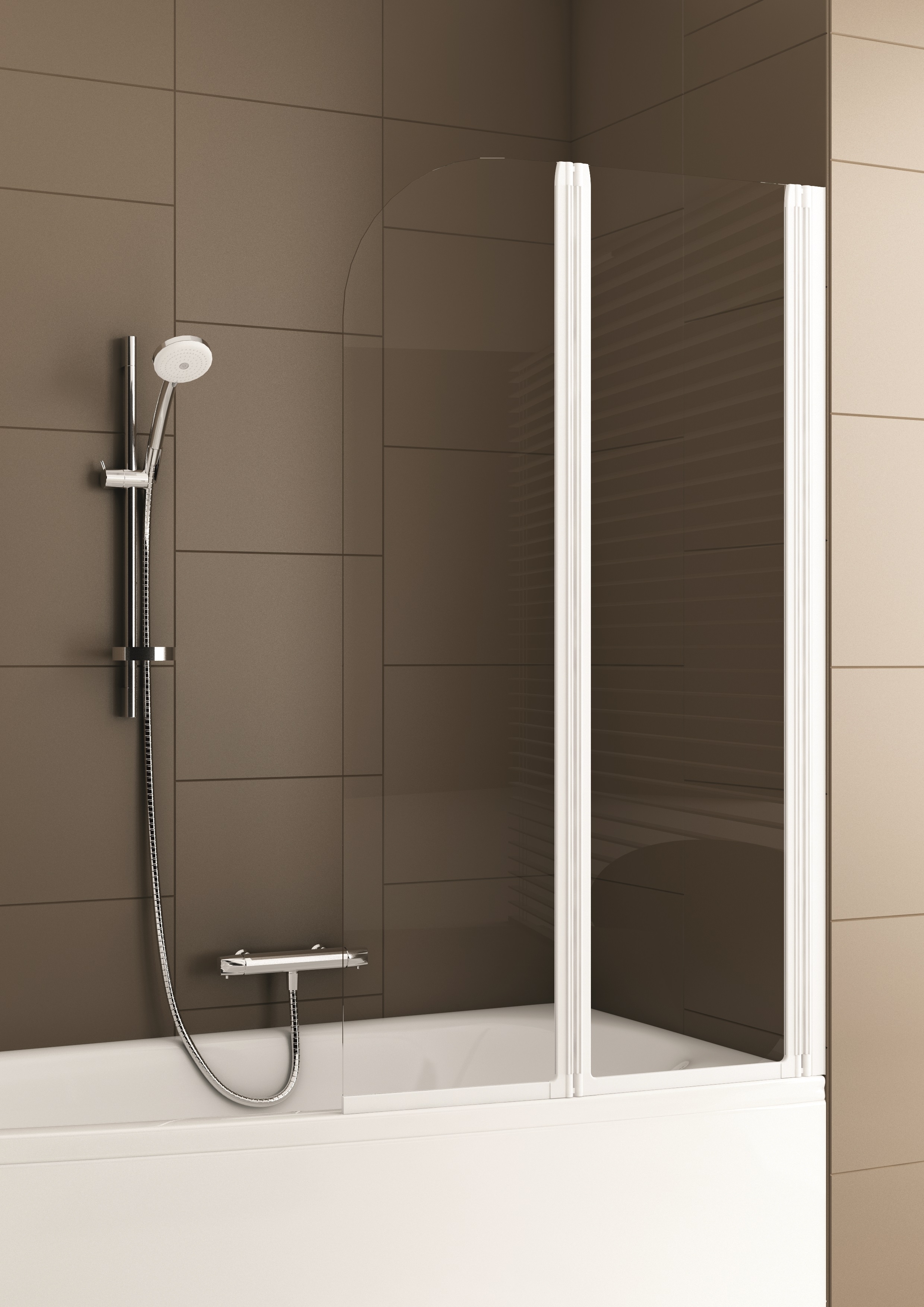 KFA Armatura Modern parawan nawannowy 80 cm 2-częściowy szkło przezroczyste 170-06965P