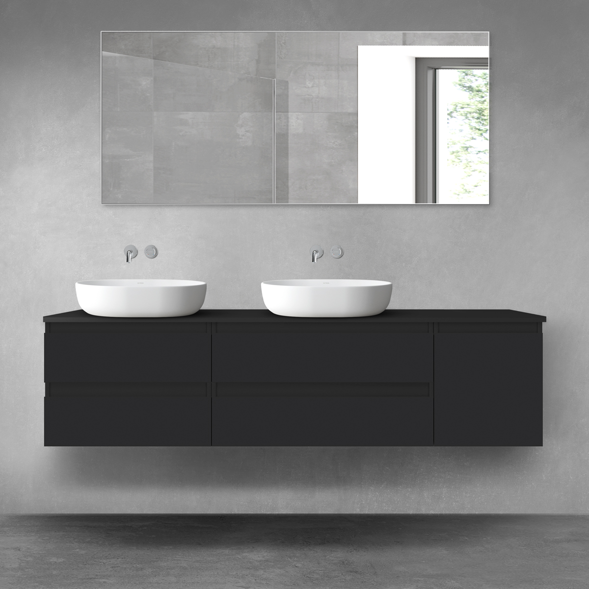 Oltens Vernal zestaw mebli łazienkowych 180 cm z blatem czarny mat 68513300 - Wysyłka w 24h