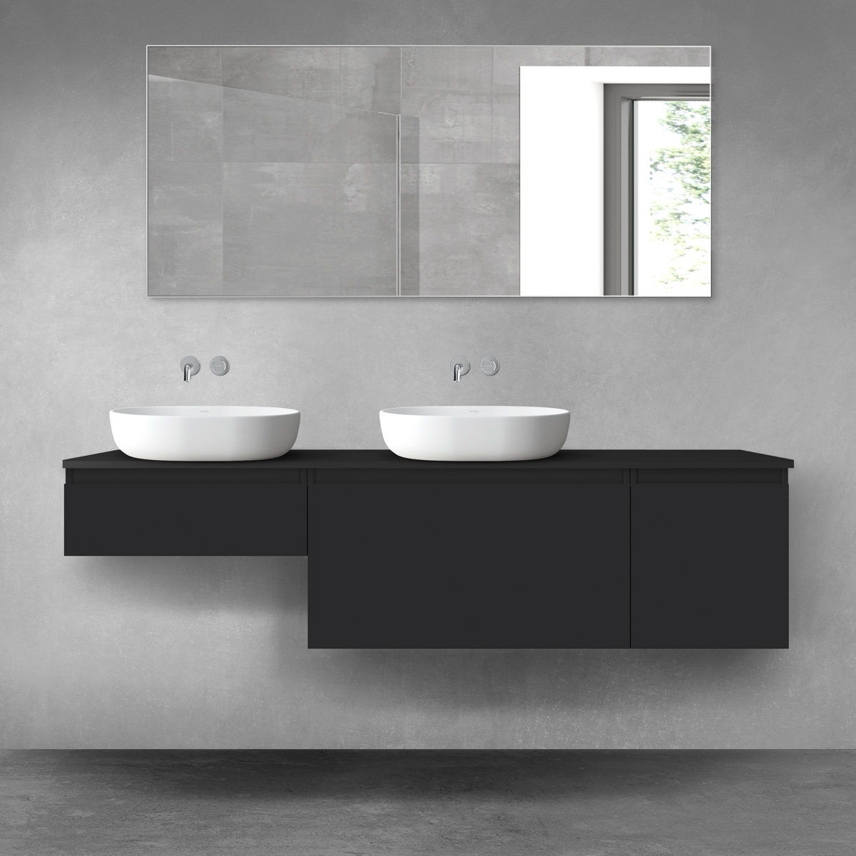 Oltens Vernal zestaw mebli łazienkowych 180 cm z blatem czarny mat 68520300 - Wysyłka w 24h