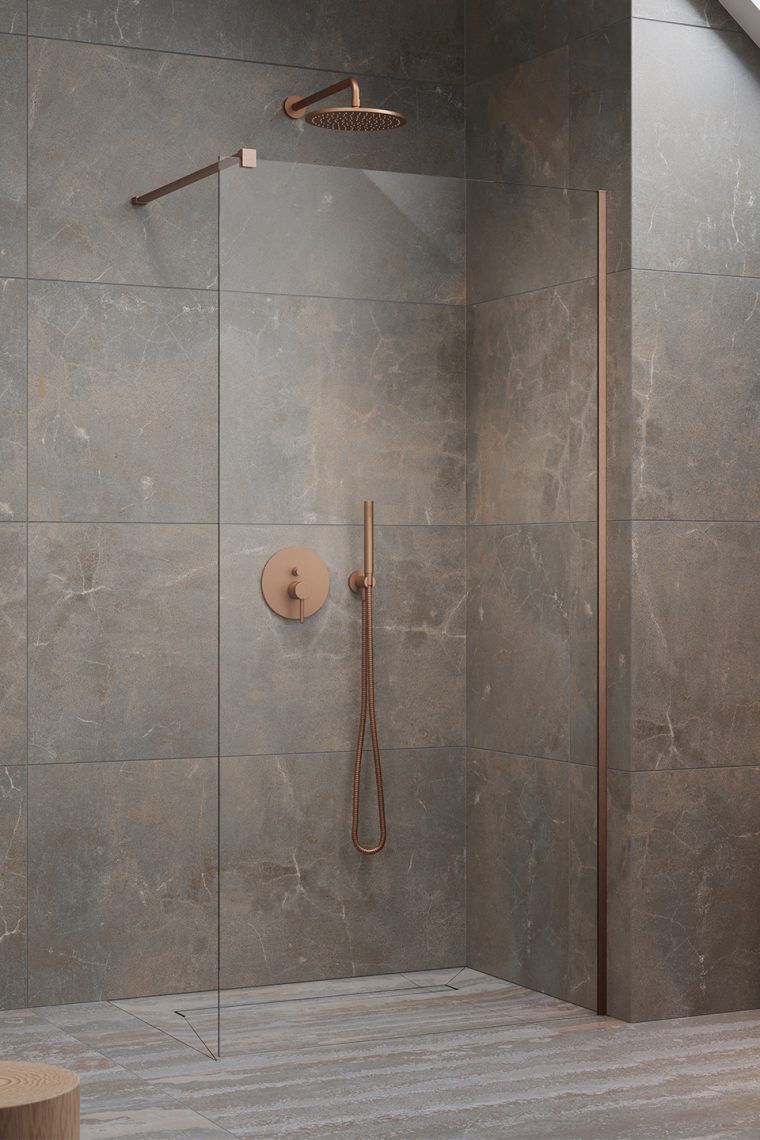 Radaway Modo New Brushed Copper II ścianka prysznicowa 115 cm miedź szczotkowana/szkło przezroczyste 389115-93-01