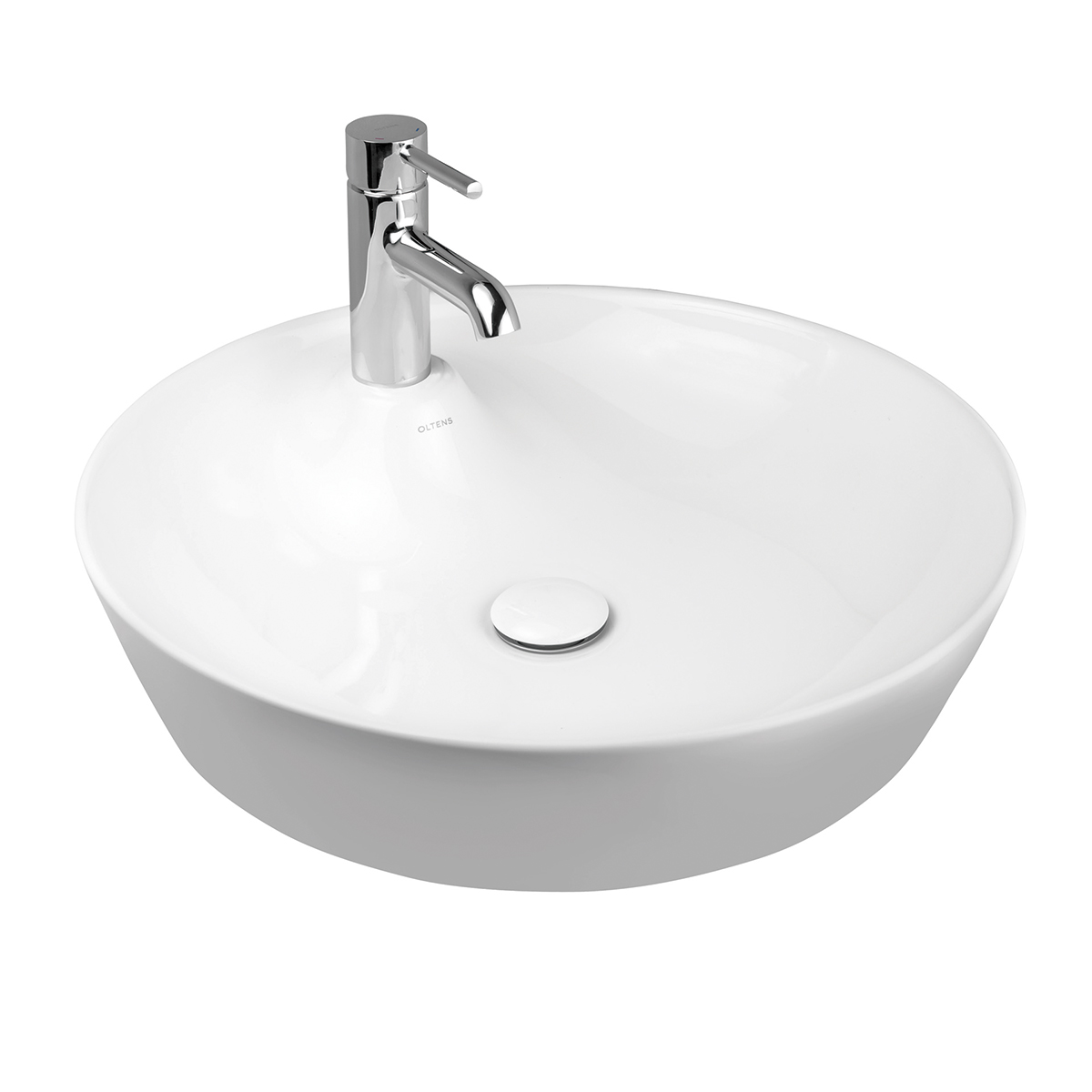 Oltens Lysake umywalka 48,5 cm nablatowa okrągła z powłoką SmartClean biała 41807000 - Wysyłka w 24h