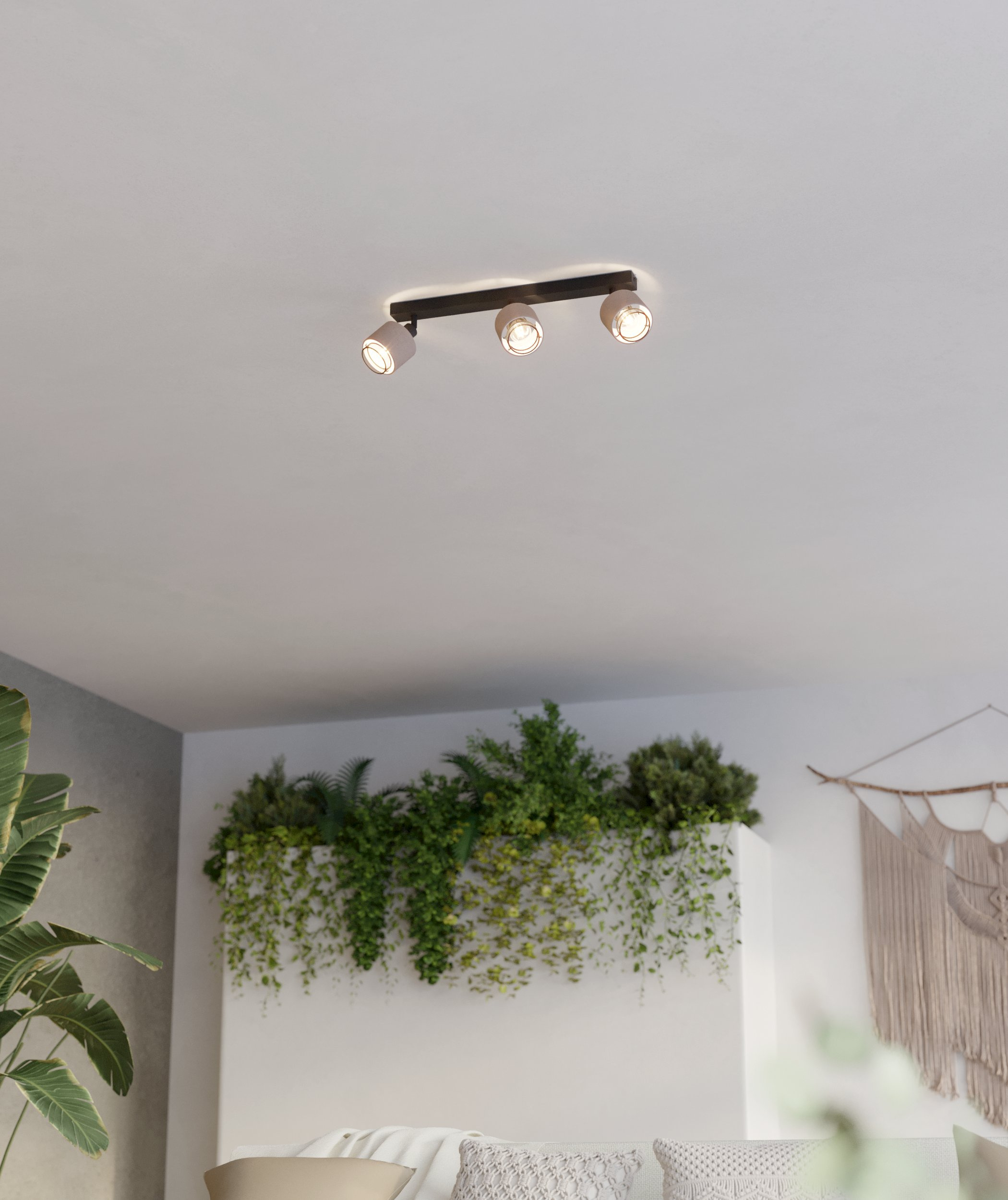 Eglo Rosley lampa podsufitowa 3x40 W czarna/beżowa 43658