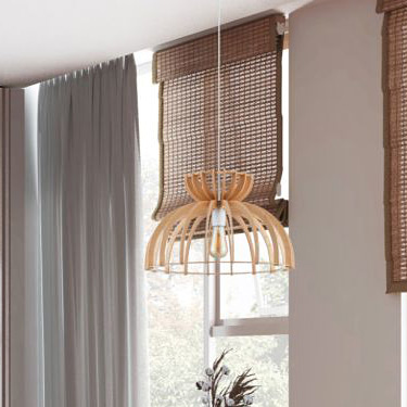 Nowodvorski Lighting Kymi B lampa wisząca 1x60W biały/drewno 10571 - Wysyłka w 24h