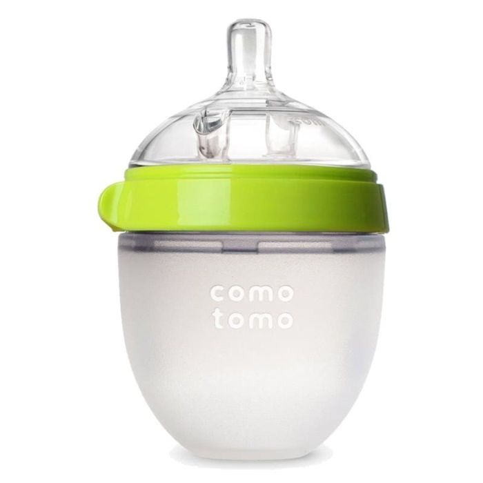 COMOTOMO - antykolkowa butelka silikonowa MOM'S BREAST 150 ml NEWBORN-Green