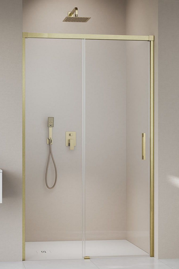 Darmowa Dostawa - Drzwi prysznicowe 130 cm rozsuwane złoty szczotkowany/szkło przezroczyste Radaway Idea Brushed Gold DWJ 3870179901L