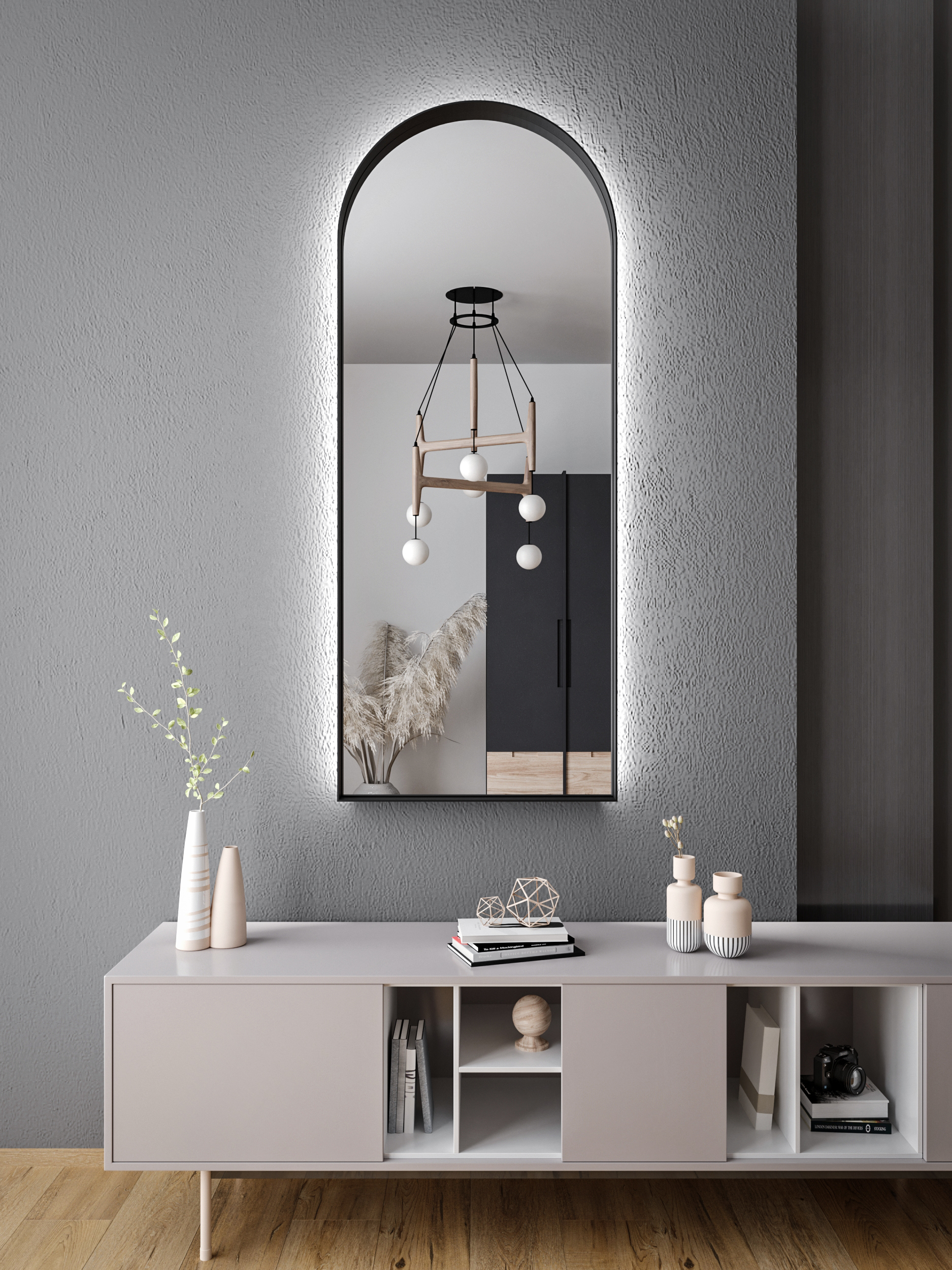 Darmowa Dostawa - Lustro 80x140 cm z oświetleniem biały HoM Laval L80x140W50x4ON