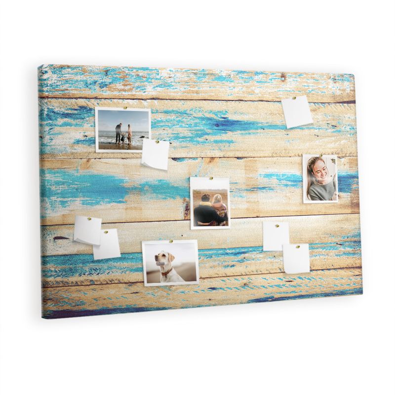 Tablica Korkowa Z Pinezkami Tulup 120x80 cm Porysowane drewno Organizer ścienny Pinezki drewniane 1 kpl