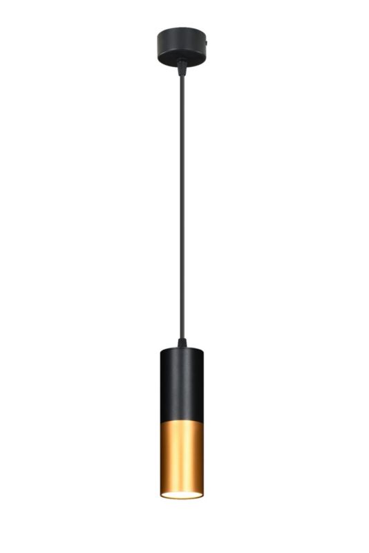 Lampa sufitowa wisząca Candellux Tuba 7677 czarna-złoto tuba 1xGU10 x 15W 1 szt.