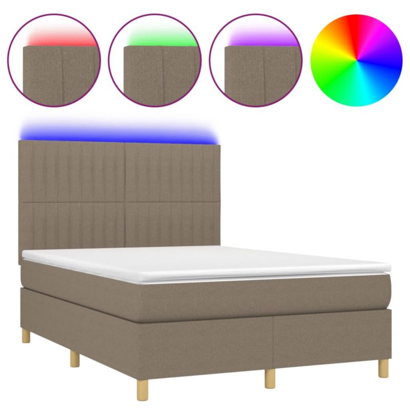 Łóżko z materacem WaszeMeble 140x200 cm Taupe tkanina z LED WM-3135601 1 szt.