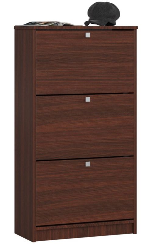 Szafka na buty Akord Wenge 60 cm 3 drzwi kolor Wenge mat 3 półki 60x28,5x113 cm 1 szt.