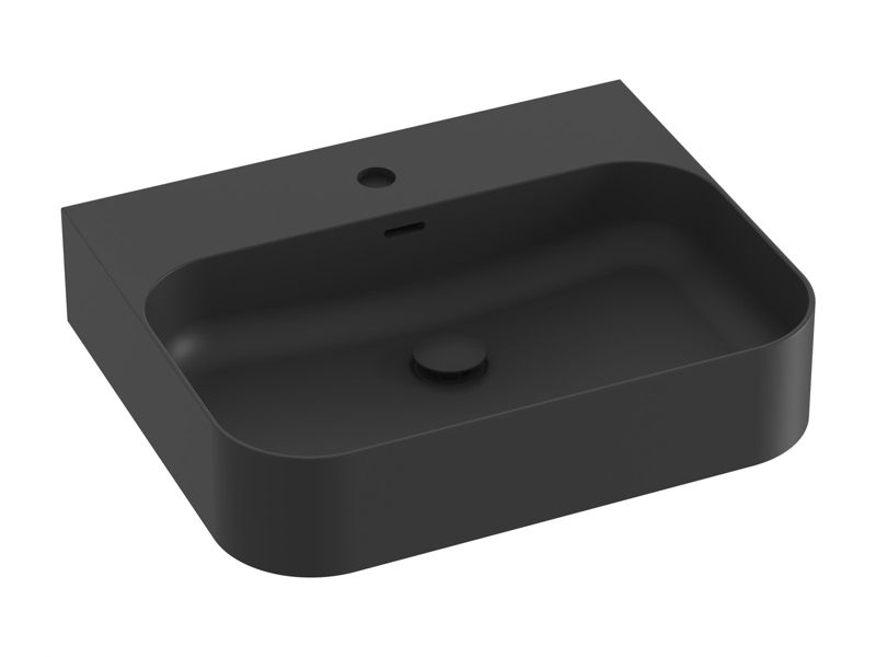 Prostokątna umywalka ceramiczna nablatowa Ravak Ceramic R Slim 550 Wall N czarny mat 1szt