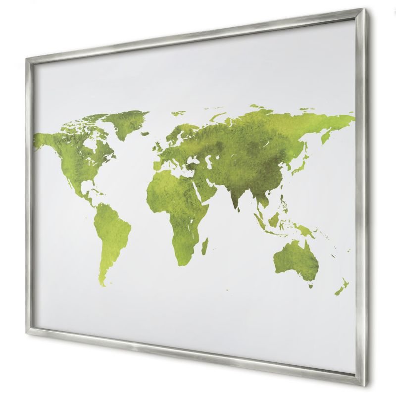 Ozdobna tablica na magnesy Wallfluent 80x60 Zielona mapa w srebrnej ramie 1szt