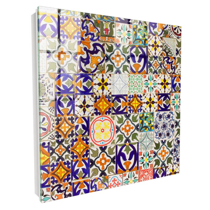 Metalowa Skrzynka Na Klucze Tulup 30x30 cm Kolorowe kafle 2 - Biała - Otwierana na prawo 1 szt.