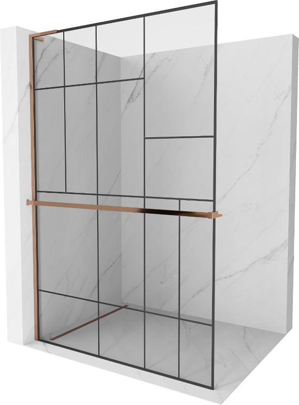 Ścianka prysznicowa Mexen Kioto+ L czarny wzór różowe złoto 90x200 cm 800-090-123-60-78 1 szt.