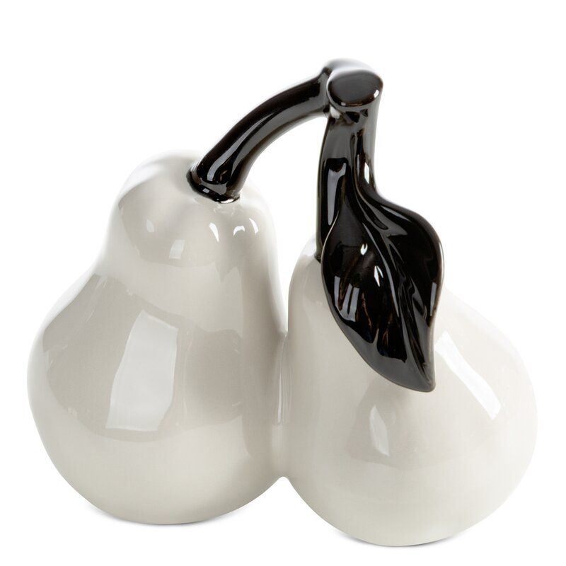 Figurka dekoracyjna Simon 2 Gruszki Eurofirany 14 x 8 x 13 cm kremowa czarna 1 szt.