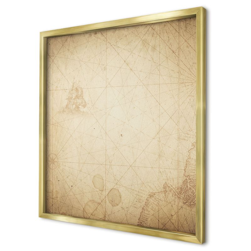 Tablica magnetyczna dekoracyjna Wallfluent 50x50 Antyczna mapa w złotej ramie 1szt
