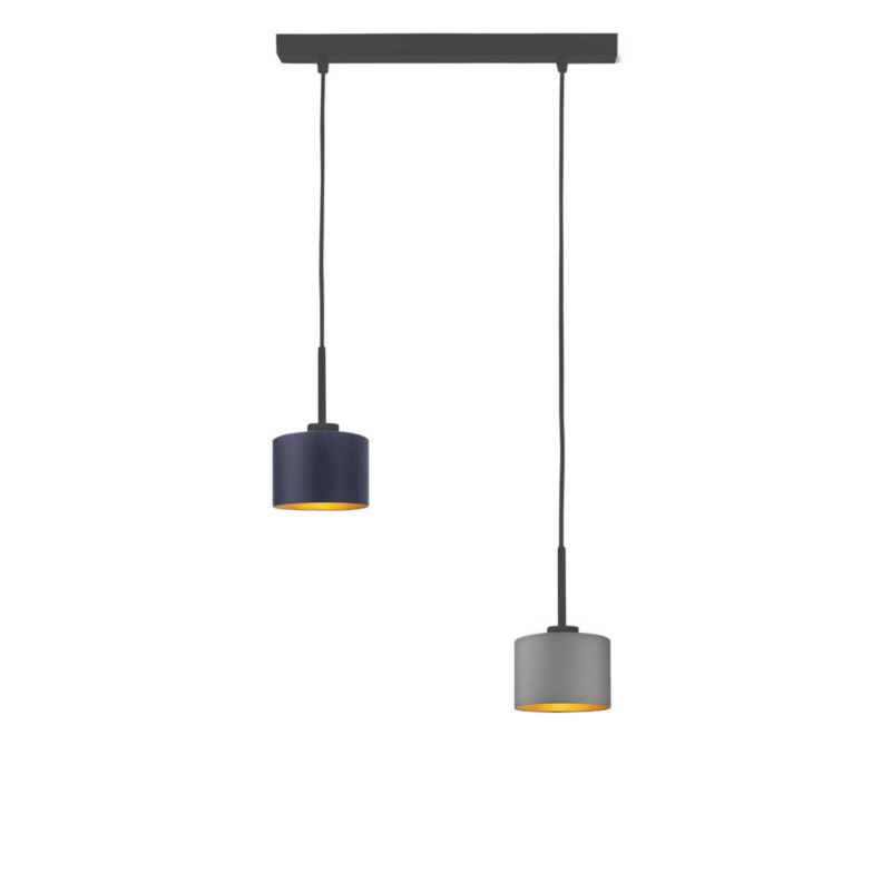 Lampa wisząca Volta Light Factory zwis żyrandol sufitowa z abażurami walec Szary, granatowy ze złotem JAZZ Z2 1szt.